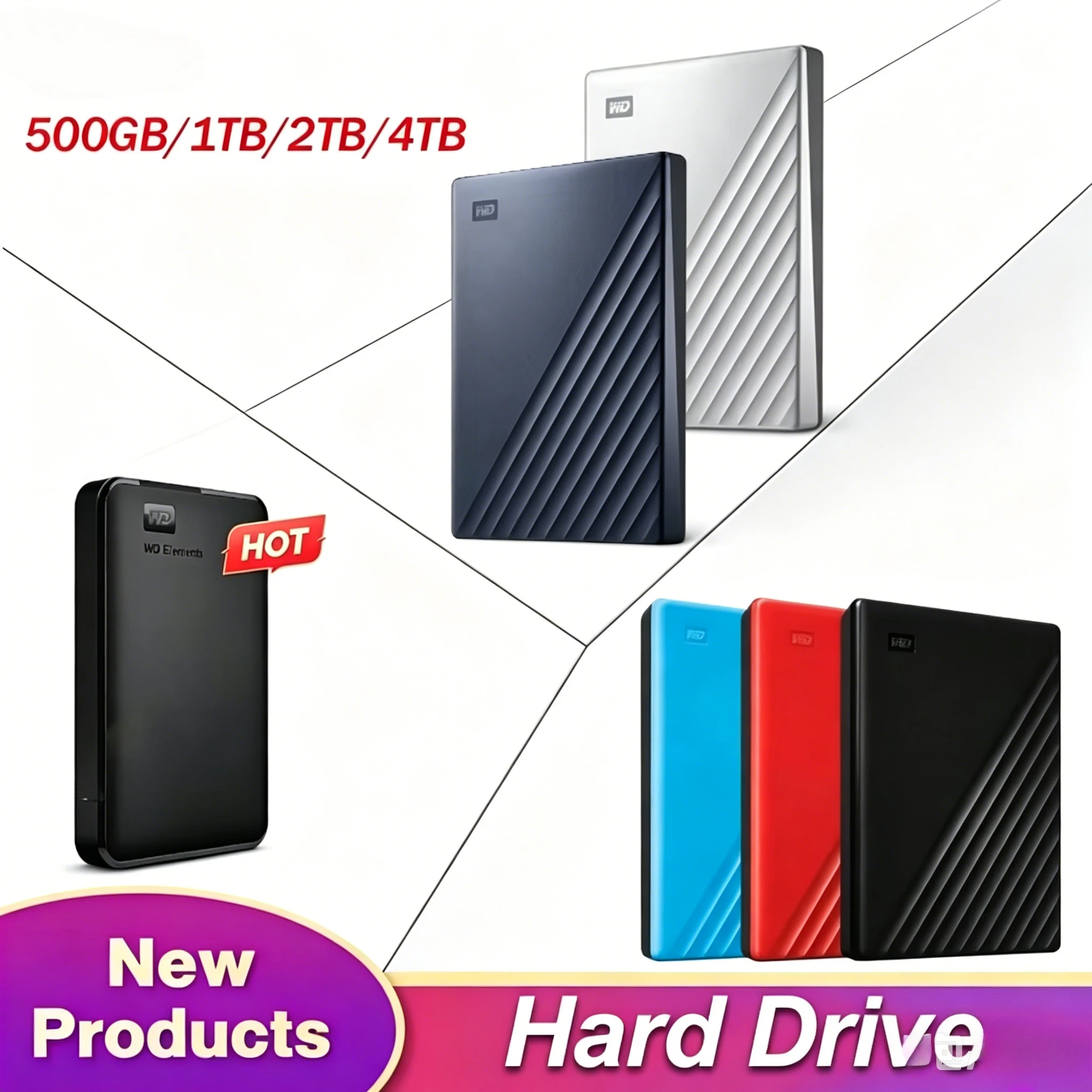 

For WD High-speed external storage WD External Hard Drive Disk USB 3.0 1TB 2TB 4TB 500GB Portable encrypted mobile hard disk