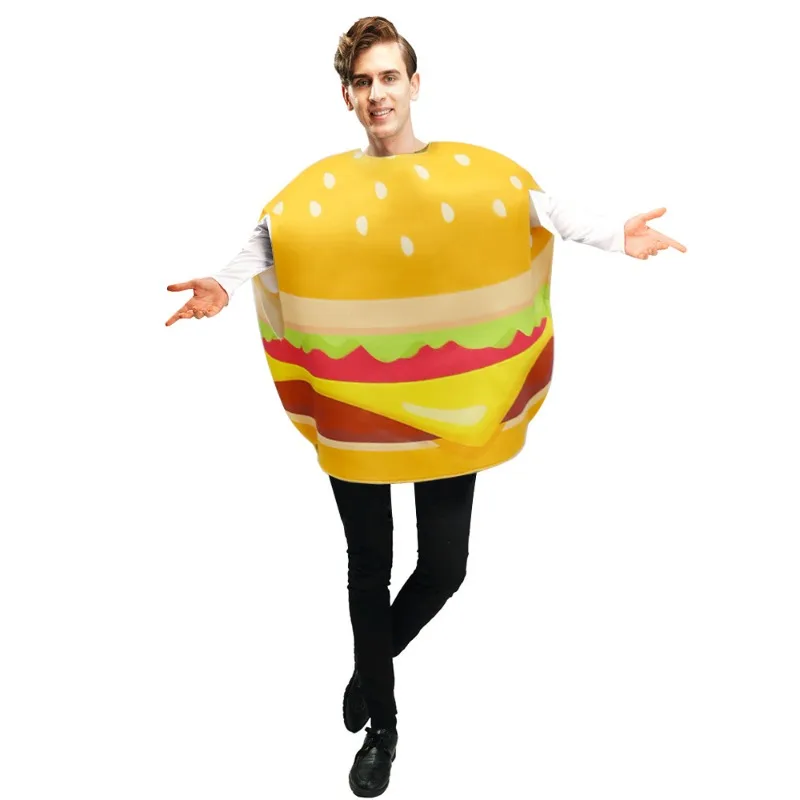 New Carnival Cosplay Costume Funny Burger Croissant Jumpsuit Halloween Performance Party Role Playing Outfits for Adult Unisex view 3