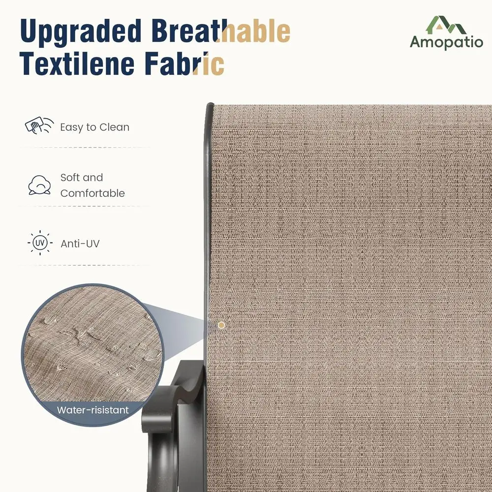 2-Piece Outdoor Swivel Rocking Chairs Set with Weather-Resistant Textilene and Metal Frame, Brown