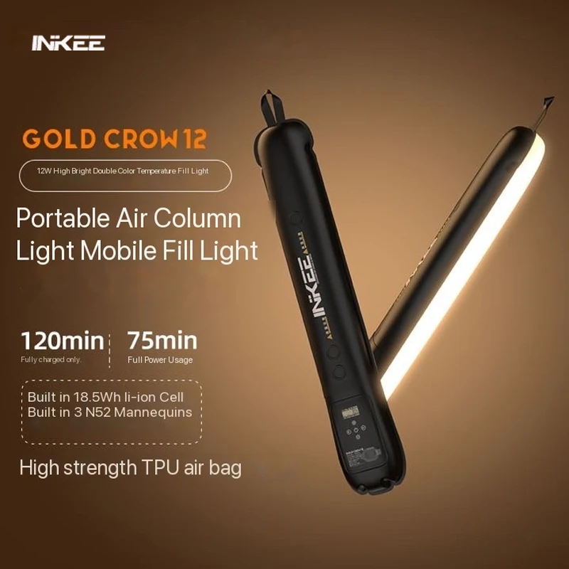 NIKEE GC12 Portable LED Tube Light BI-Color gas-filled Handheld LED Light Wand CRI 95+ 2700K-6500K Photography Studio Lighting