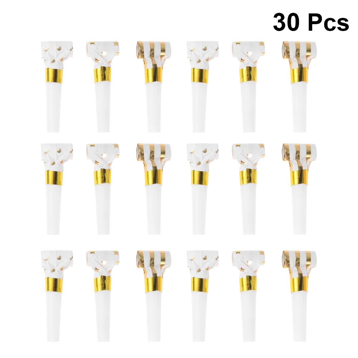 30 PCS Year Whistle Birthday Blowouts Filling Gold Blowers Noiseless Golden