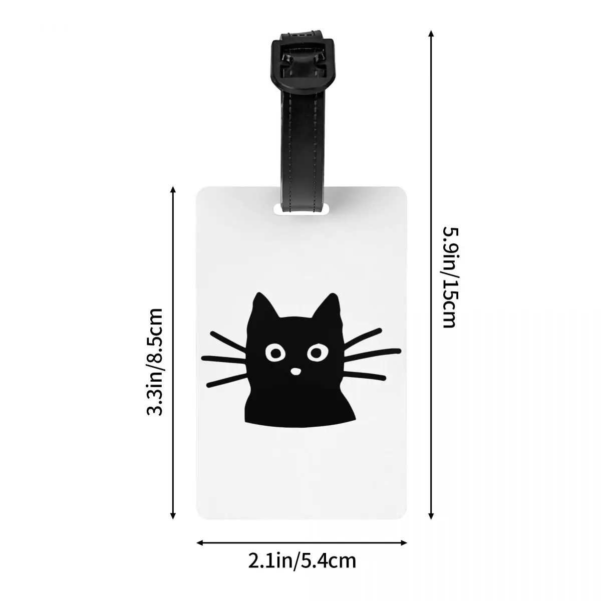 Étiquettes de bagage chat noir mignon pour valises, étiquettes de bagage amusantes, couverture de confidentialité, carte d'identité nominative