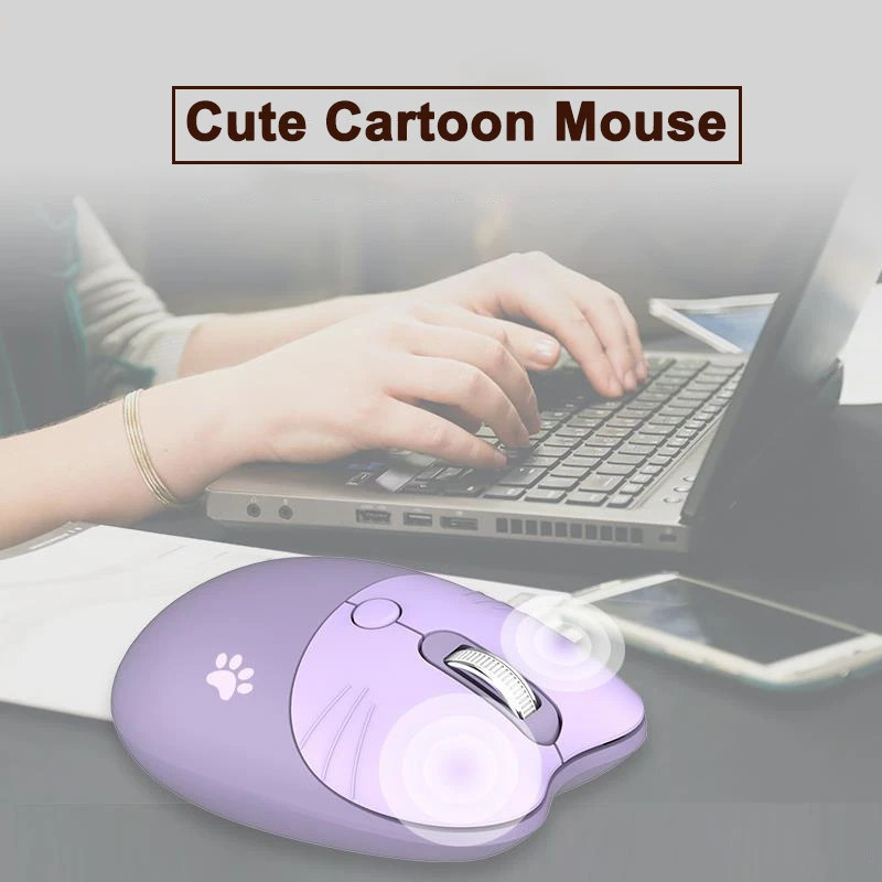 2.4G Wireless Mouse Purple Pink Cartoon Mini Mice Optical USB 1600DPI Computer Mause Silent Ergonomic Mouse For PC Girl Gifts