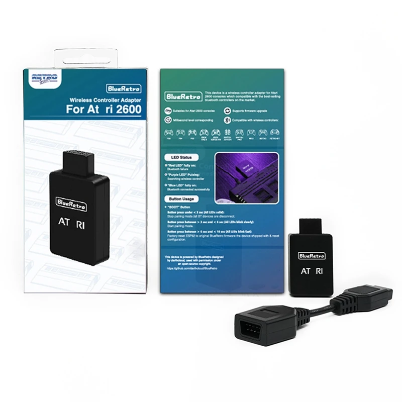 محول وحدة التحكم في الألعاب اللاسلكية ABMF Blueretro لوحدة التحكم Atari 2600 تدعم التبديل، PS5، وحدة تحكم لاسلكية واحدة