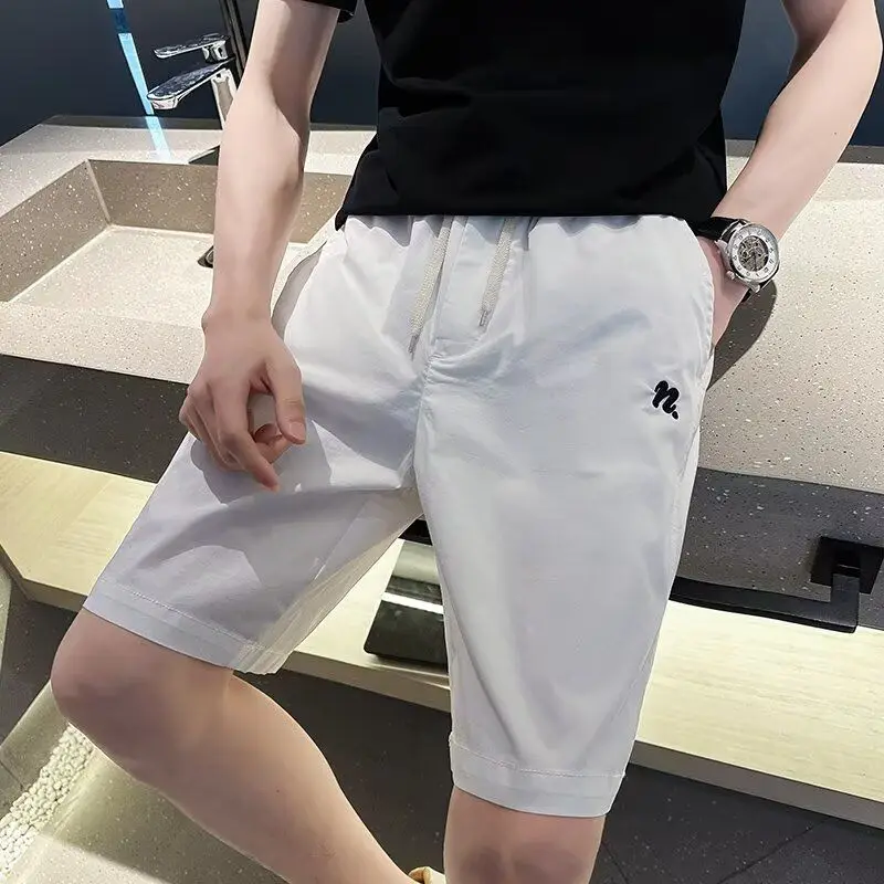 

Новые летние мужские спортивные брюки в американском стиле, повседневные, тонкие, свободного кроя, больших размеров, спортивные, длиной до колена, прямые джинсы