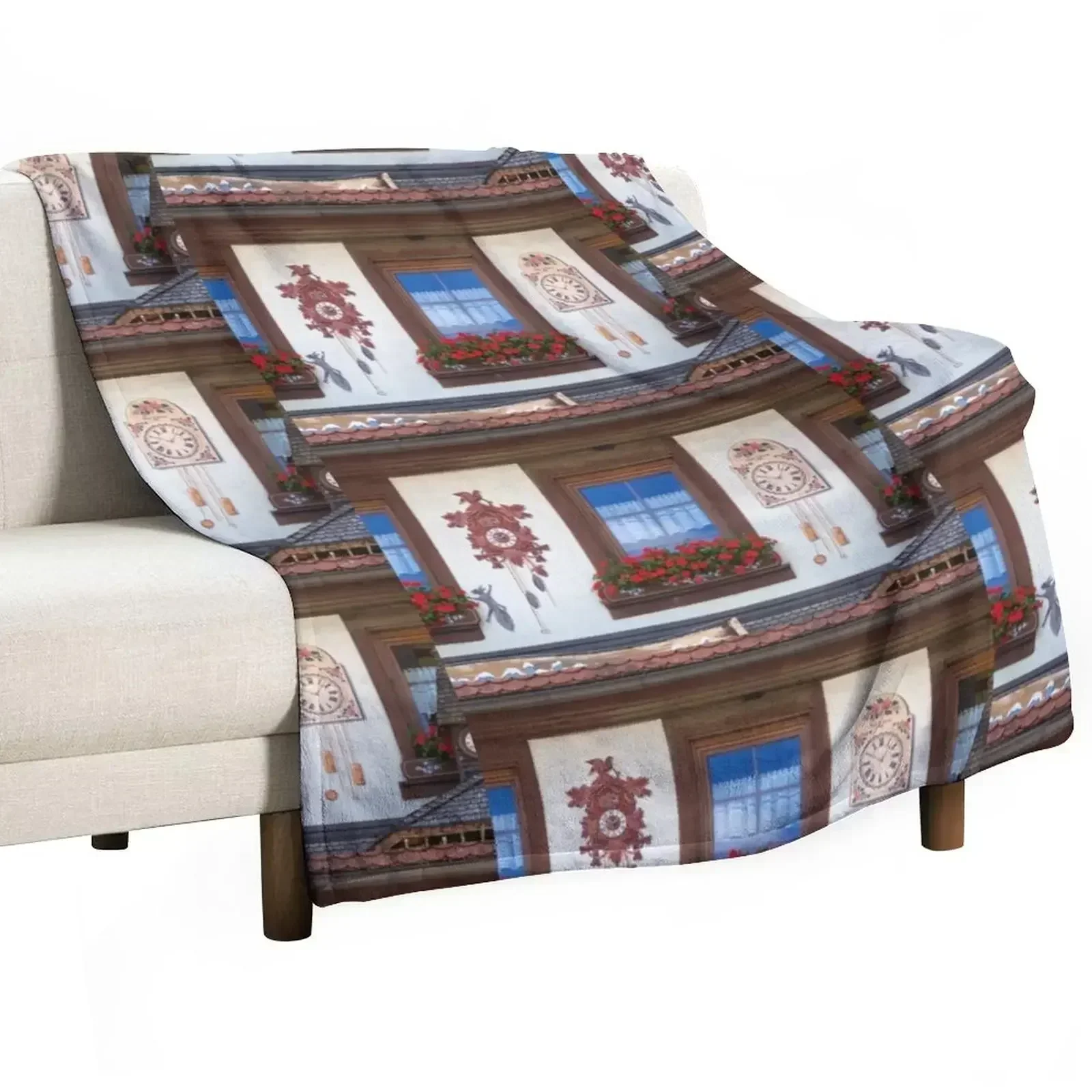 New Window and Cuckoo Clocks Throw Blanket Retros blankets and throws Warm Blankets For Bed Decorative Sofa halloween Blankets