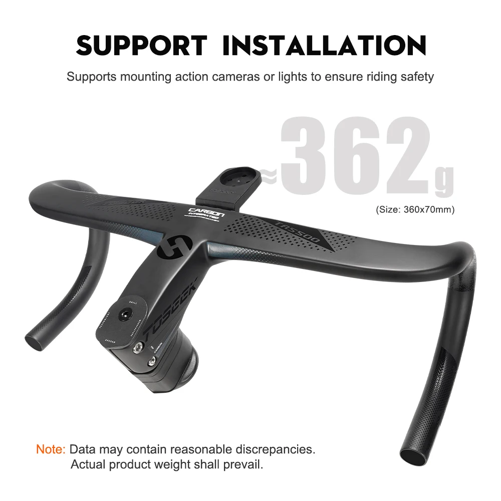 TOSEEK Fahrradlenker Drop Bar T800 Rennrad-Carbonlenker Integrierter Rennradlenker Gebogener Lenker Interne Kabelführung Fahrradteil – Detail 6