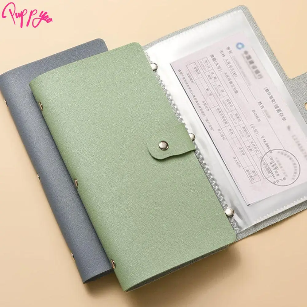Fun Money Savings Challenge Binder Solid Color PU Savings Challenges Book Easy Clear Cash Budget Notebook Money Notebook