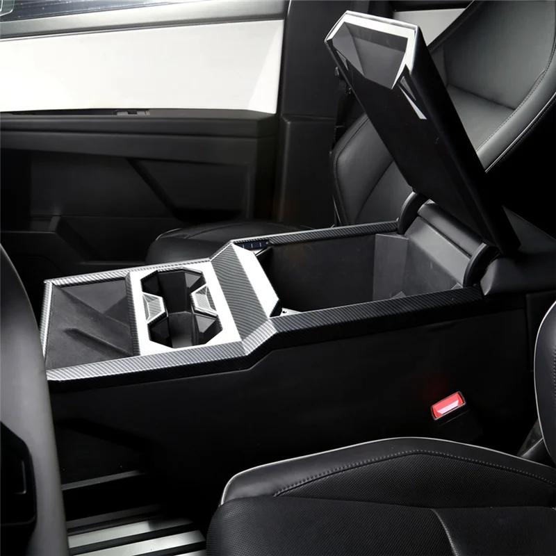 

Ac29-Center Console Cup Holder Trim Panel In Matte Carbon Fiber For Tesla Cybertruck 2024 2025 Accessories