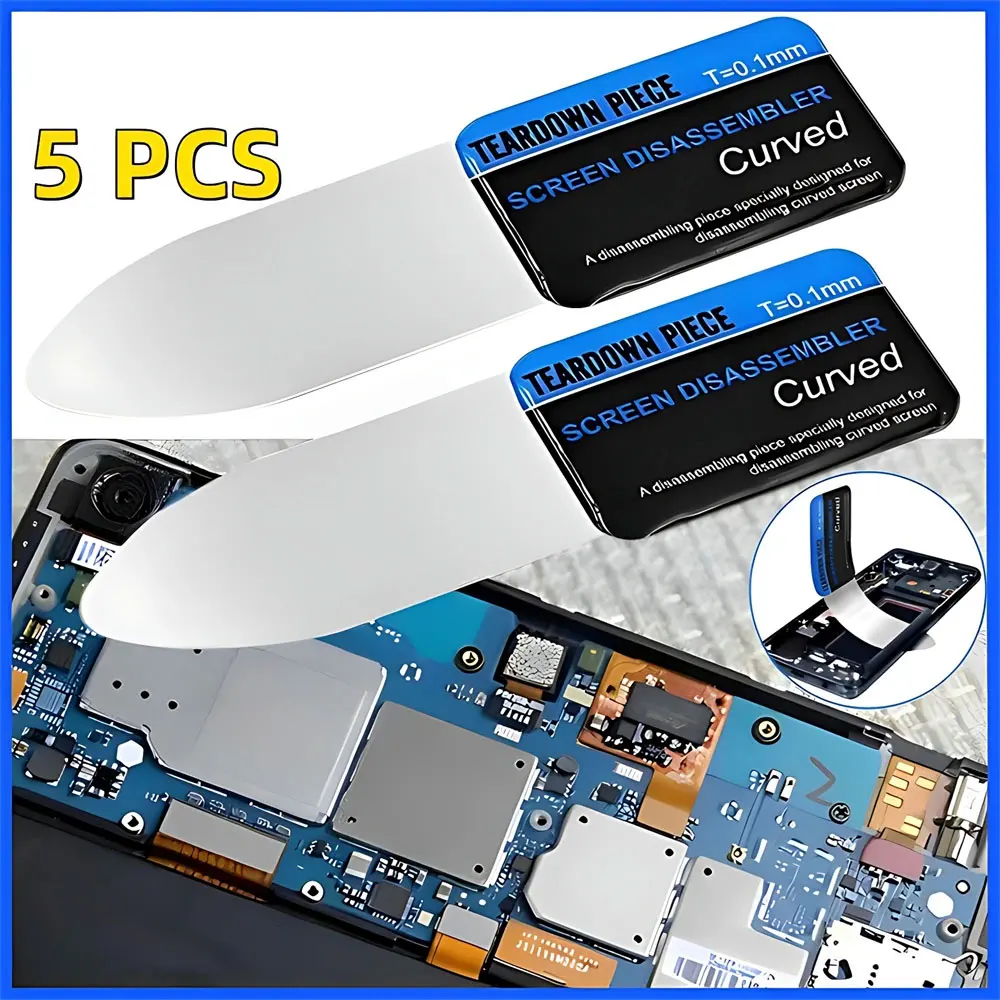 1-5Pcs Ultra Thin Flexible Steel Metal Spudger Pry Card for Mobile Phone LCD Screen Opening Curved Disassemble Tool
