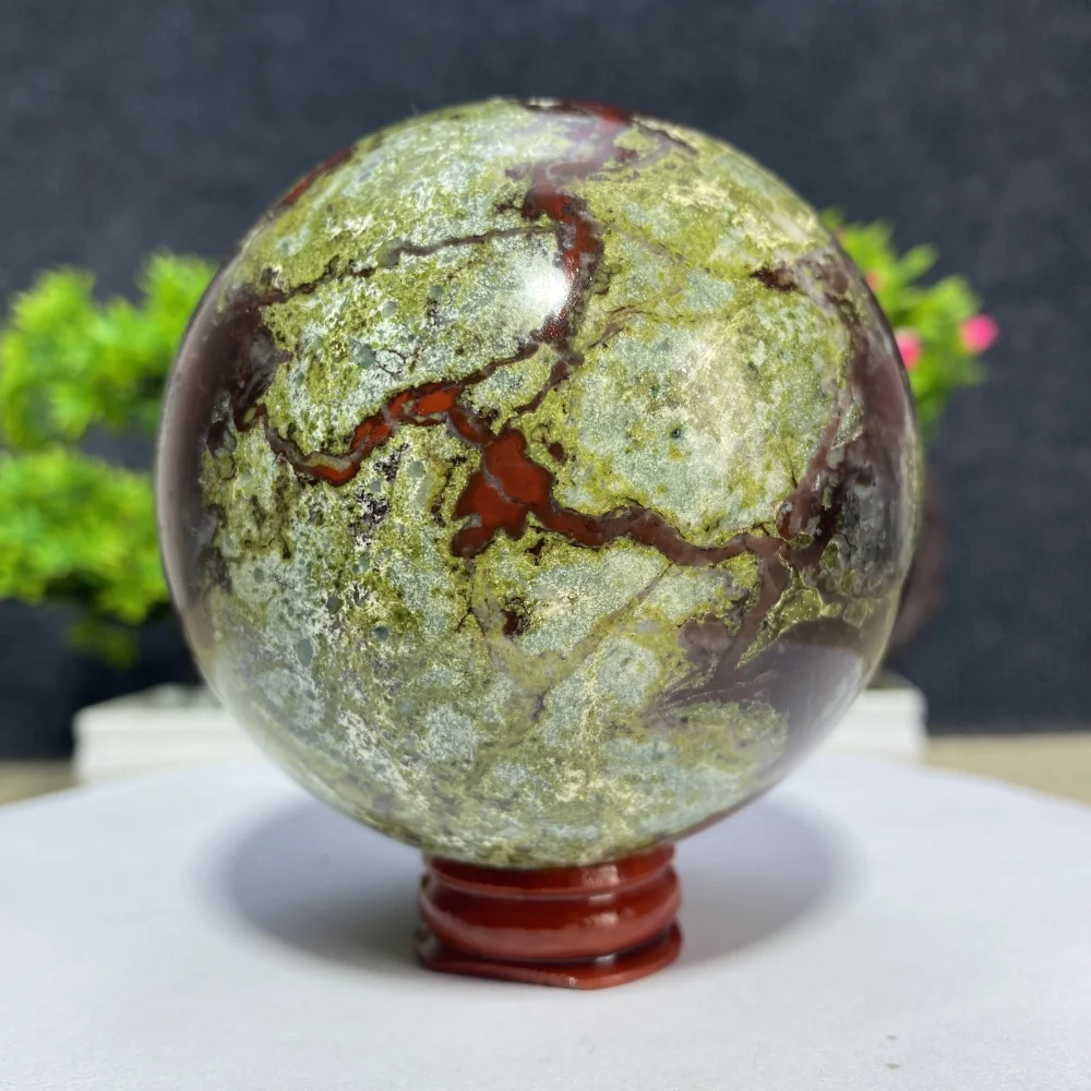 

Natural Crystal Dragon Blood Stone Ball Jasper Quartz Sphere Home Decoration Mineral Specimen Raw Spiritual Meditation Gift