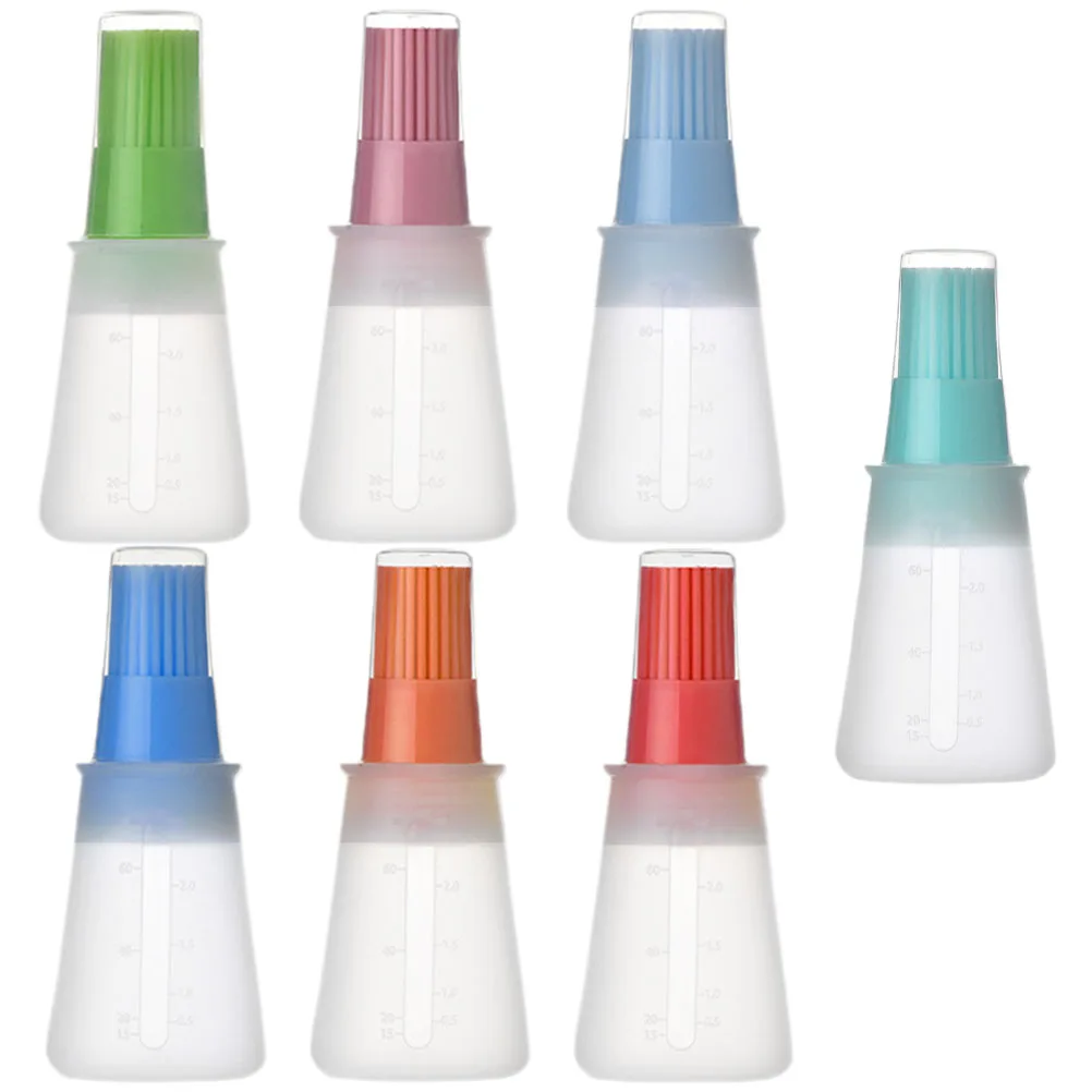 

7Pcs Silicone Oil Brush Bottles Heatproof Kitchen Basting Oil Dispensers Cooking Grilling Barbecue Sauce Storage Containers