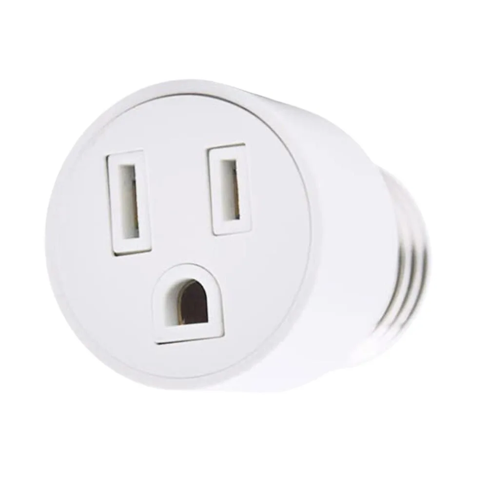 Socket-to-Outlet Adapter Compatible with E26/E27 Lamp Holders for Powering LED Light Strips Security Cameras and AC Tools