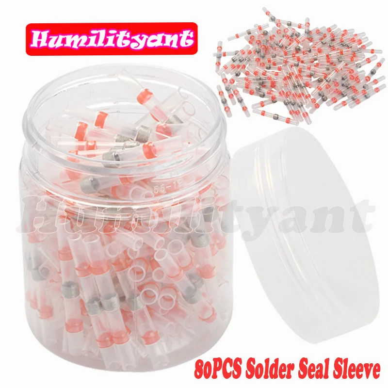 

80PCS Heat Shrink Butt Connectors Solder Seal Sleeve Waterproof Electrical Wire Connectors Marine Insulated Splices AWG22-18