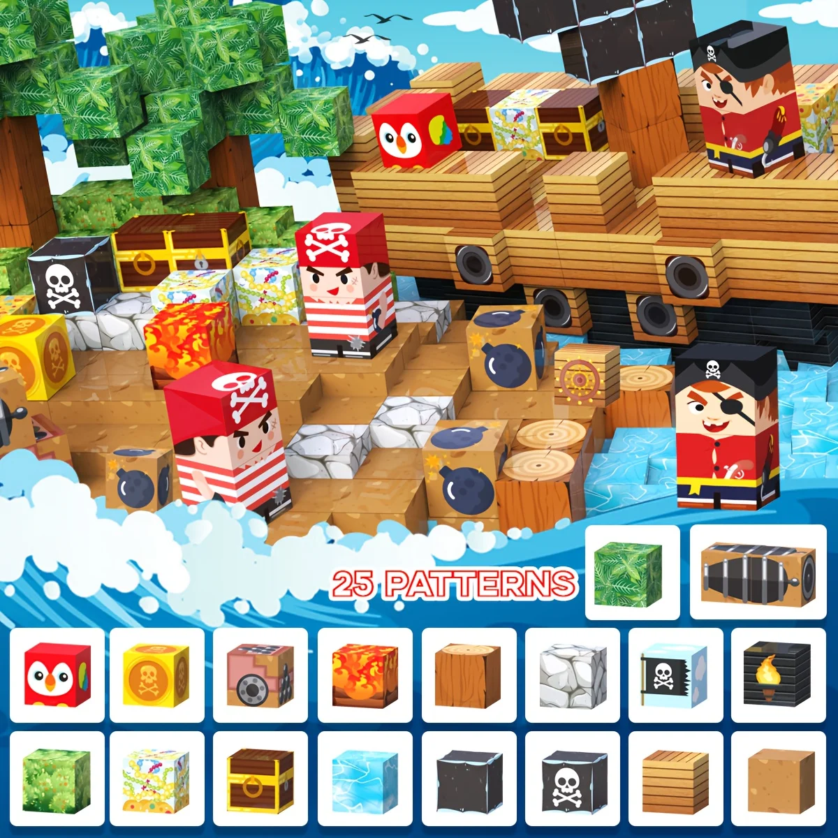 Blocos de construção magnéticos, brinquedos educativos para meninos e meninas, ímãs de empilhamento para crianças, natal, presentes de halloween, cor aleatória