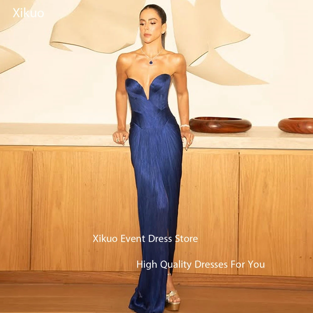 

Xikuo Graceful Chiffon Prom Gowns Long Mermaid Sweetheart Vestidos Para Eventos Summer Backless Party Evening Dresses Customized
