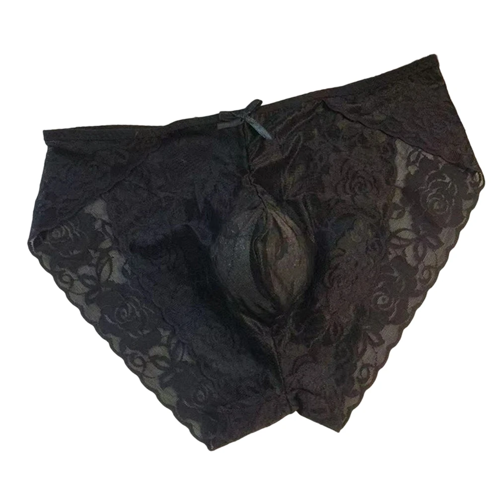Men Lace High Fork Sissy Briefs Seamless Gay U-pouch Underwear Erotic Lingerie See-Through UltraThin Underwear