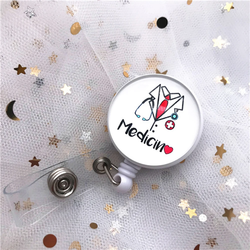 Office Supplies Students Reel Clip ID Card Cartoon Name Card Holder Nurse Doctor Badge Holder Retractable Badge Reel