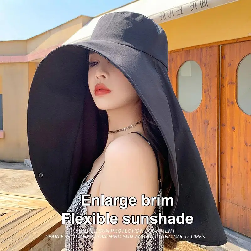 Women Wide Brim UPF50+ Sun Hat Full Face UV Visor for Summer Beach Vacation Outdoor Sports