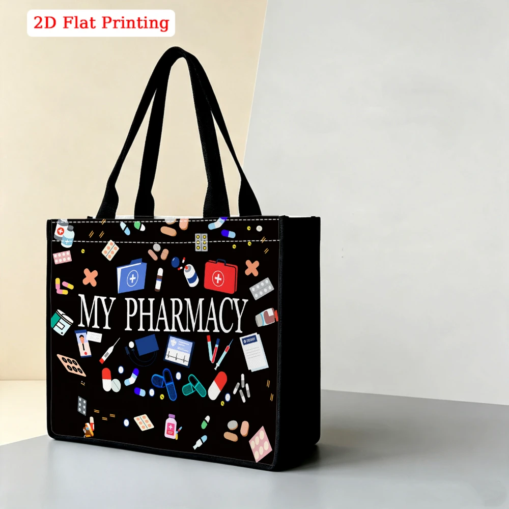Pharmacist My Pharmacy Medical Medicine Tool Full Print Large Tote Bag, Nurse Healthcare Worker Appreciation Handbag