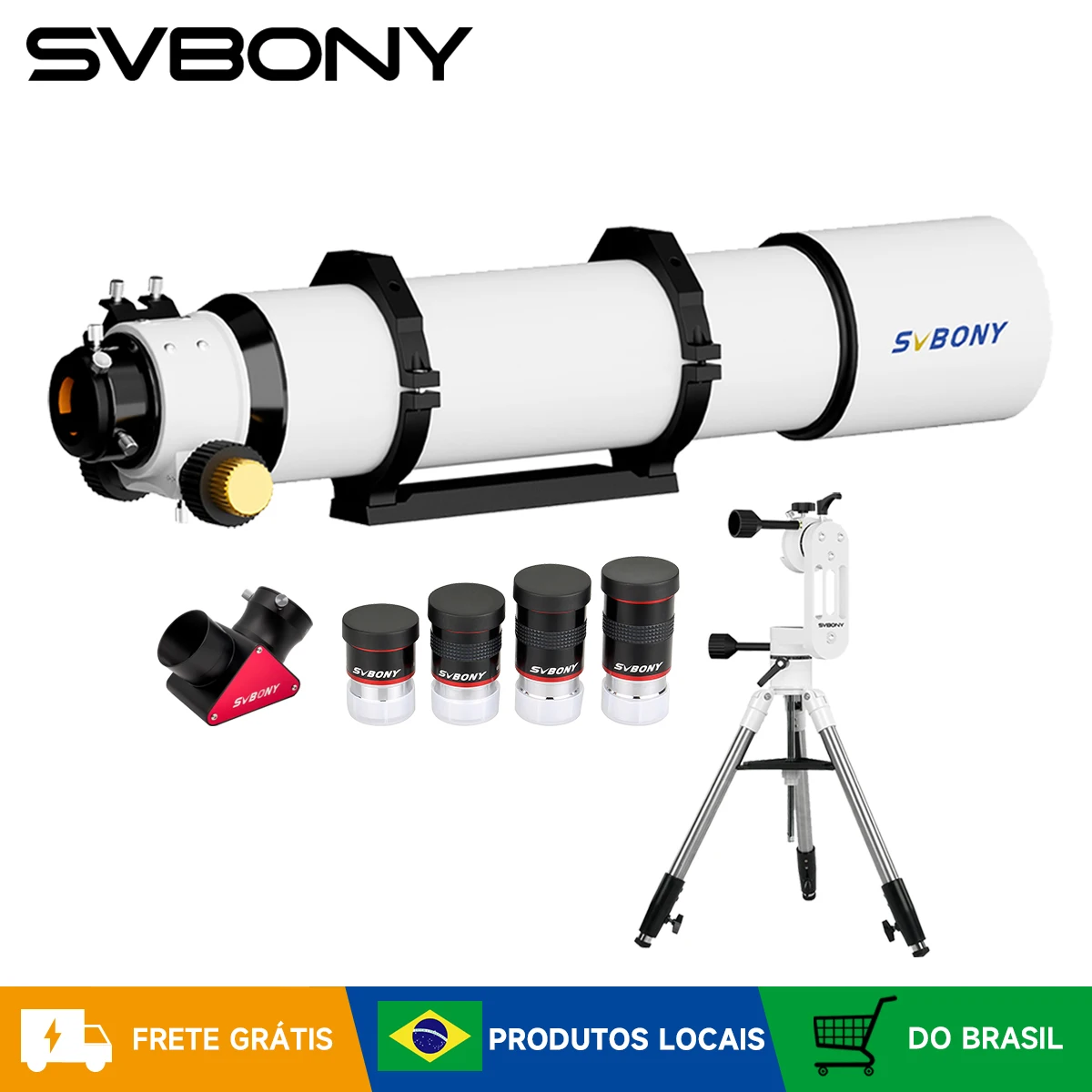 Conjunto de Telescópio Astronômico Svbony SV48P 90mm/102mm, Espelho Zenital SV225 MINI, SV225T, SV188P, 68 ° Ocular para Astrofotografia