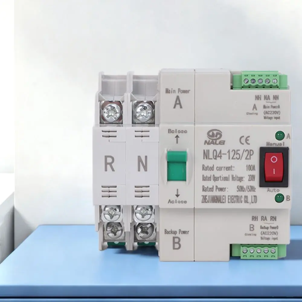 Automatic Transfer Switch For ZGNALI 2P Dual Power Changeover Device Uninterruptible Power Supply Protection Relay 100A