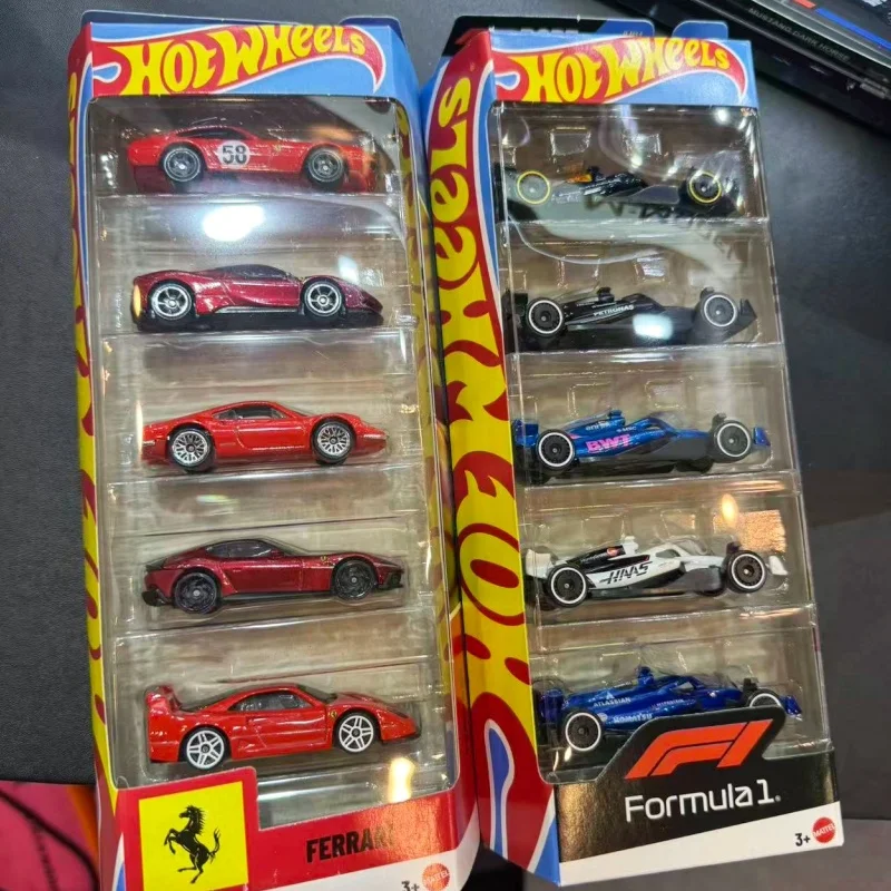 Hot Wheels Red Ferrari Set 5 Packs Formula 1 Collectible Car 1/64 Toy Diecast Vehicle Gift Car Models For Collectors In Stock