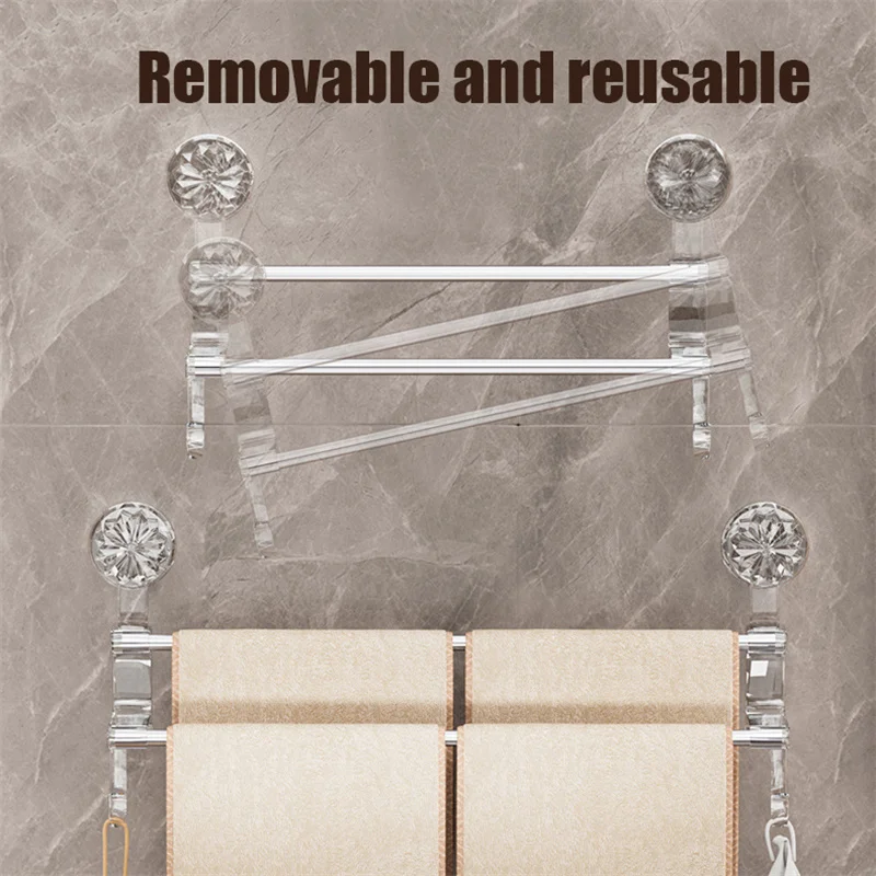 Dual-schicht Saugnapf Handtuch Rack Edelstahl Bad Handtuch Halter Dusche Tür Handtuch Bar Rack Bad Zubehör