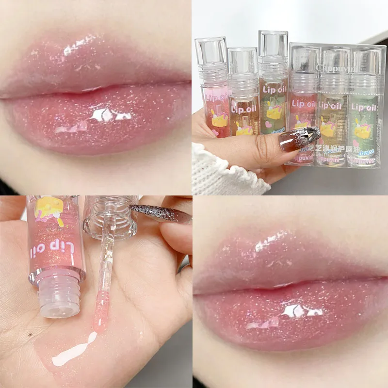 Mirror Glitter Lip Gloss Waterproof Lasting Moisturizing Watery Liquid Lipstick Pearl Transparent Lip Oil Korean Makeup Cosmetic