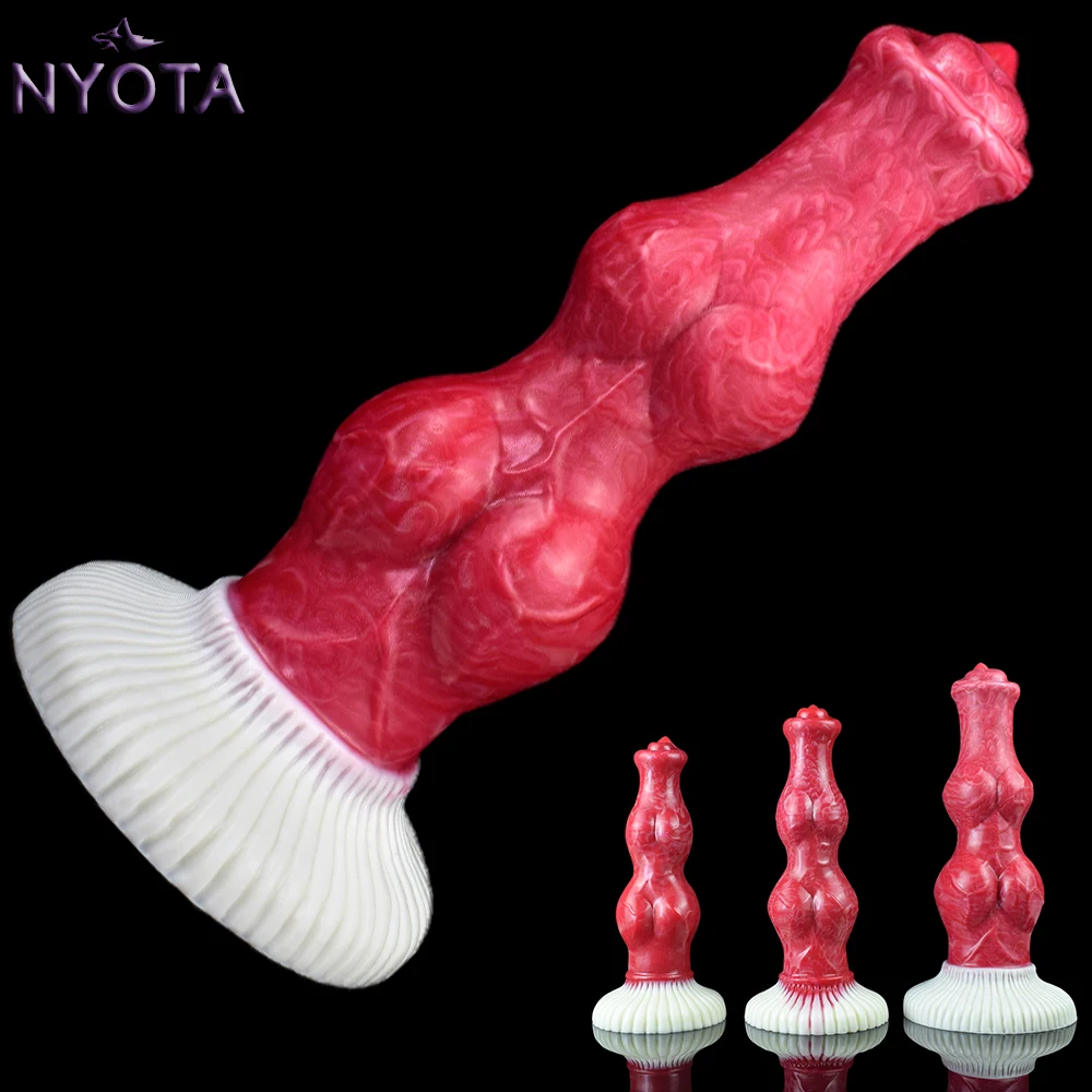 NYOTA Dog Knot Dildo Anal Dilator Female Masturbator Soft Silicone Penis Buttplug Vagina Stimulator Adult Sex Toys For Women Men