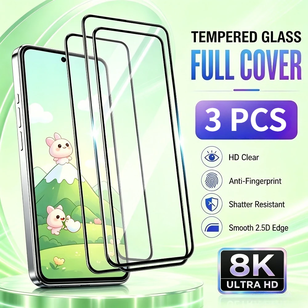 

3Pcs Screen Protector Full Coverage HD for Samsung Galaxy A57 A56 A55 A37 A36 A35 A26 A25 A17 A16 A15 9H Hardness Tempered Glass