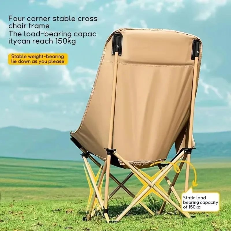 High Strength High Back Moon Chair Folding Camping Chair for Picnic Fishing Sketching Patio Dining Outdoor Portable