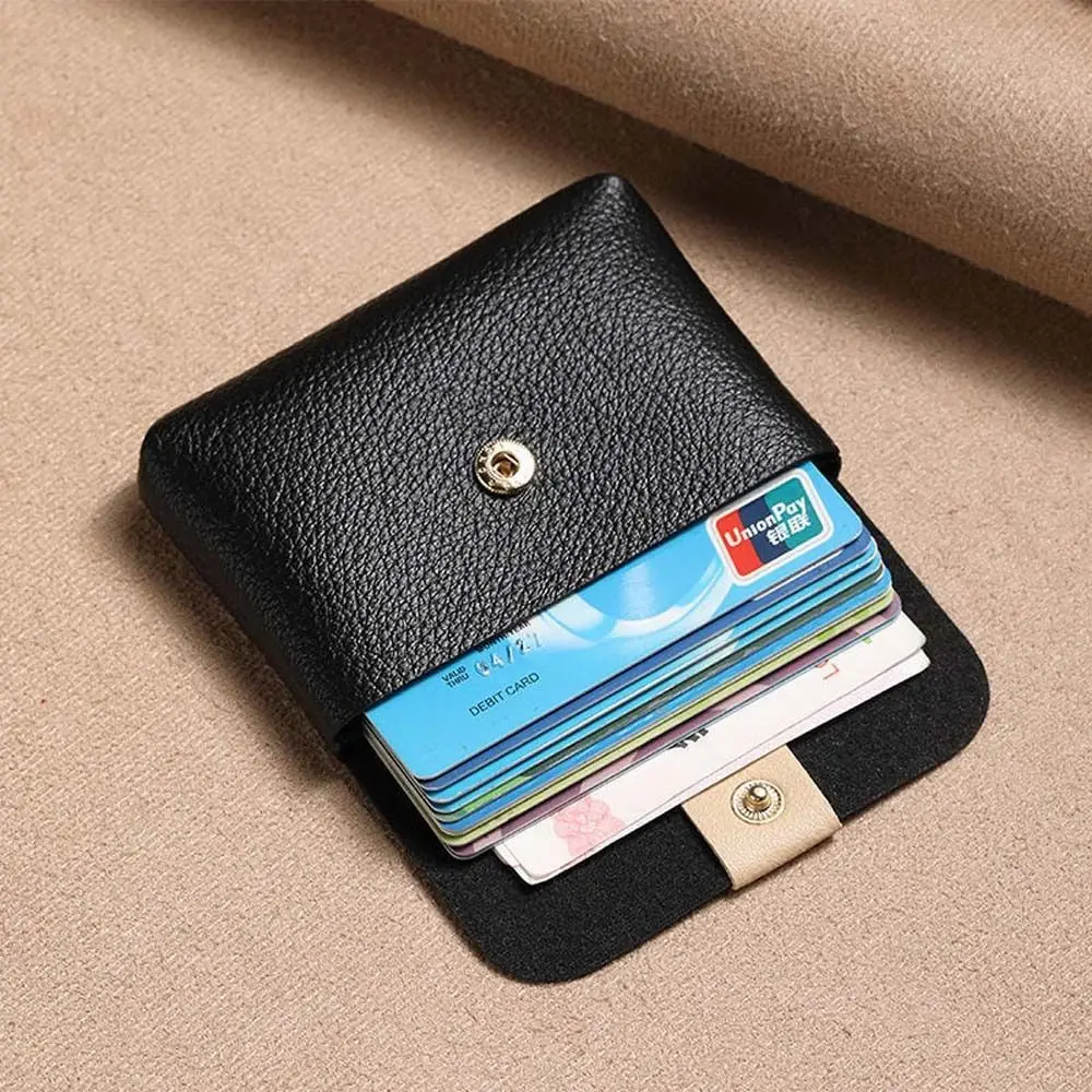 Solid Color Short Coin Purse Large Capacity Waterproof ID Credit Card Holder Lipstick Bag Storage Bag Small Leather Wallet