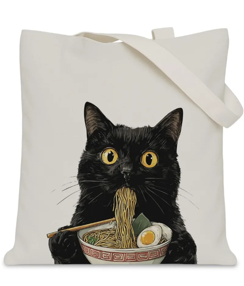 Funny Cat Canvas Tote Bag 2026 Cute Kitten Market Print Women Large Capacity Shopping Bag Reusable Pet Lover Gift Handbag
