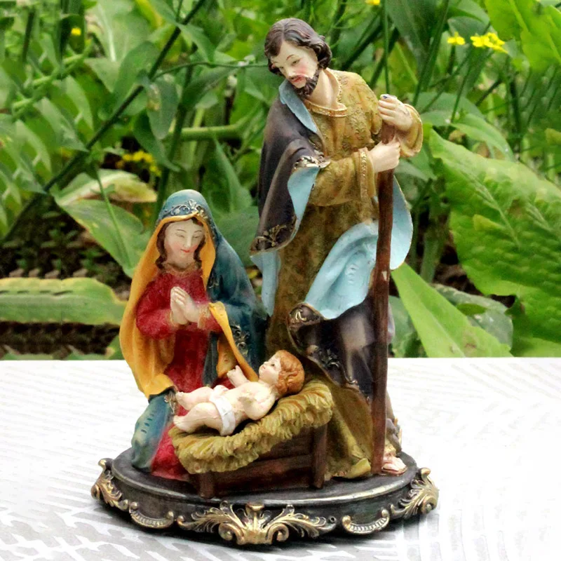 Holy Family Statues Figure Baby Jesus Christ Figurine Home Decor Religious Sculptures Catholic Church Souvenirs Gifts