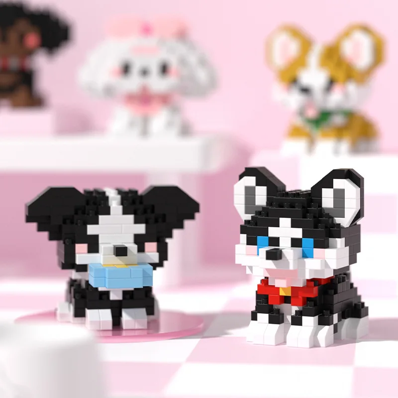 Niedliches Haustier Hund Katze Micro Baustein Modell Set Kinder Stadt Cartoon Tier Diamant Ziegel Lernspielzeug Weihnachtsgeschenke für Kinder