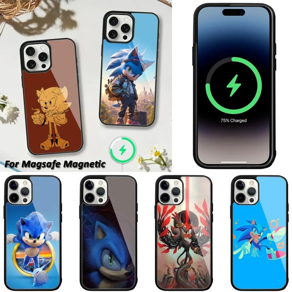 S-Sonic cool H-Hedgehog Phone Case For iPhone 16,15,14,13,12,11,Plus,Pro,Max,Mini Magsafe Magnetic Wireless Charging