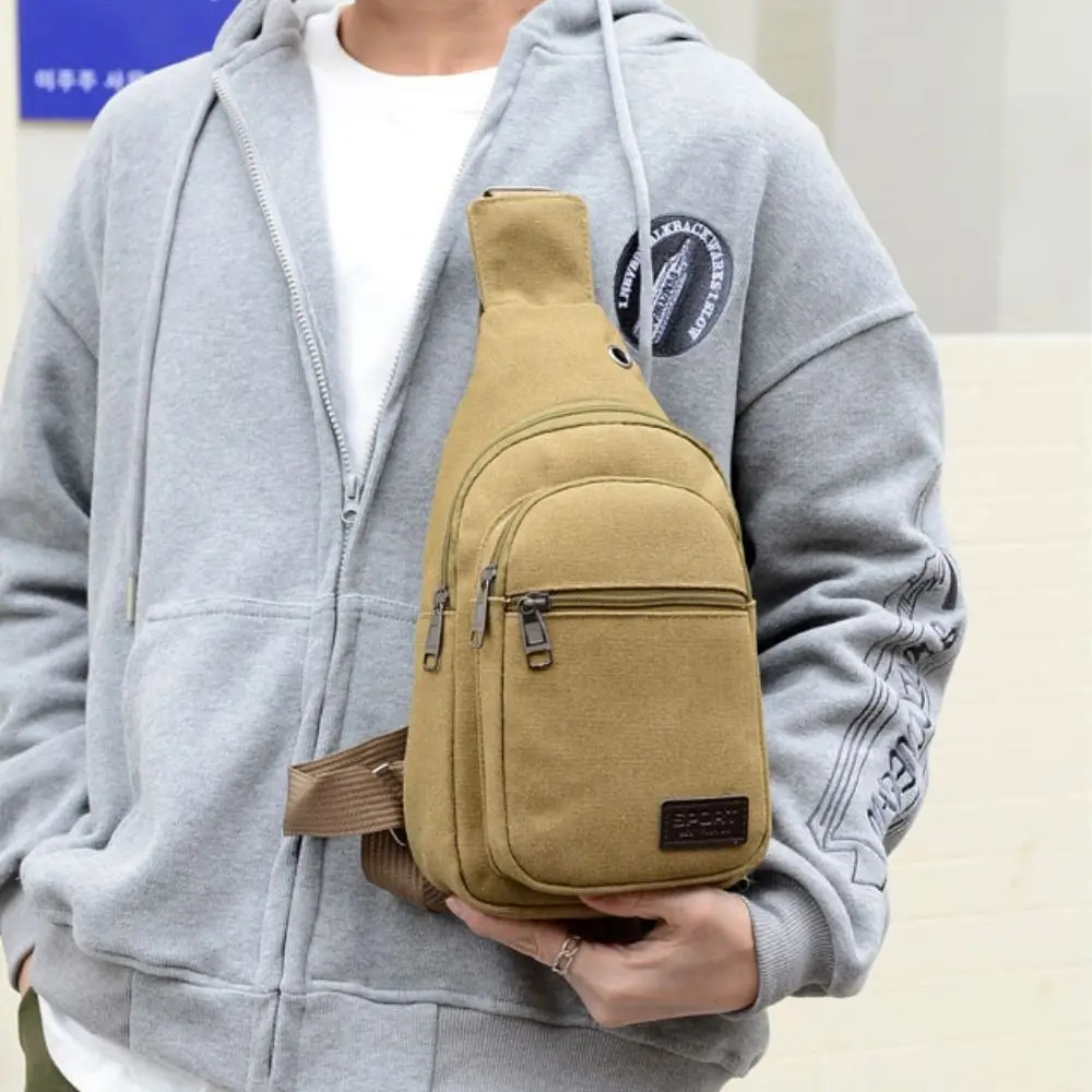 

Холщовая мужская нагрудная сумка, большая вместительная нагрудная сумка, повседневная сумка на ремне, спортивная мужская сумка на плечо, уличная сумка через плечо