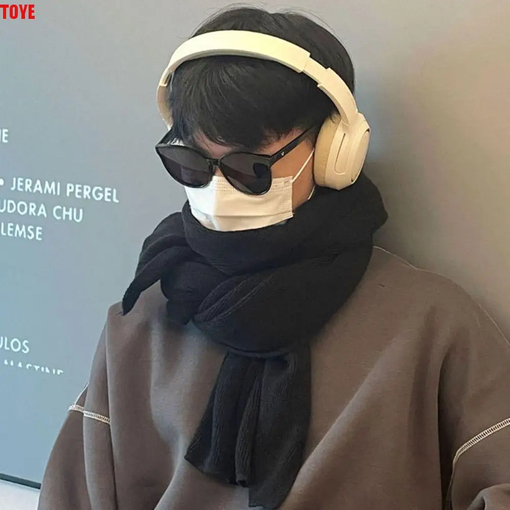 Hoge kwaliteit effen kleur heren wollen sjaal Eenvoudige lange winter kasjmier sjaal Warm gebreide koudebestendige sjaal Mannetjes