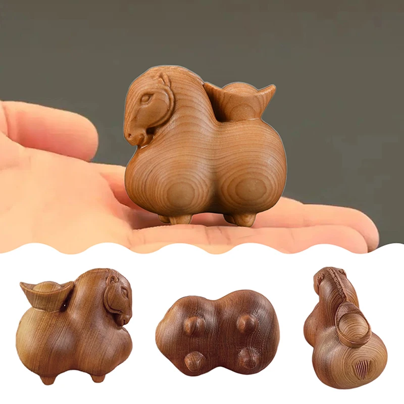 تمثال حصان زودياك صيني للعام الجديد لعام 2026، زخرفة حصان تانغ خشبية مصنوعة يدويًا، تصميم منحوت، المنزل، المكتب، السيارة، ديكور المكتب