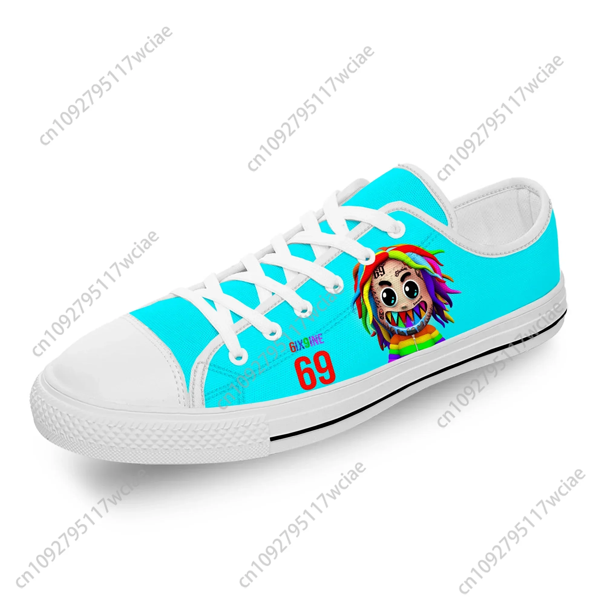 

6IX9INE хип-хоп рэпер реп музыка белая ткань модные низкие парусиновые туфли с 3D принтом мужские и женские легкие дышащие кроссовки