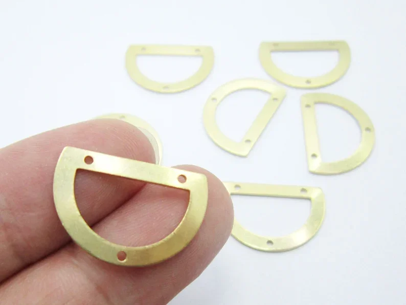 20pcs Semi Circle Earring Charm, Half Round Connector, D shaped, 21.7x15mm, Earring Findings, Raw Brass, Jewelry Supplies R1407