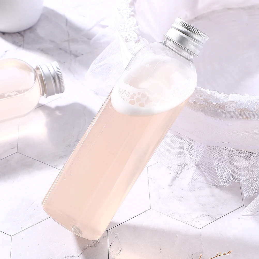 

8pcs Aluminum Beverage Bottles Transparent Sealed Reusable Clear Plastic Drink Containers with Lids for Juices