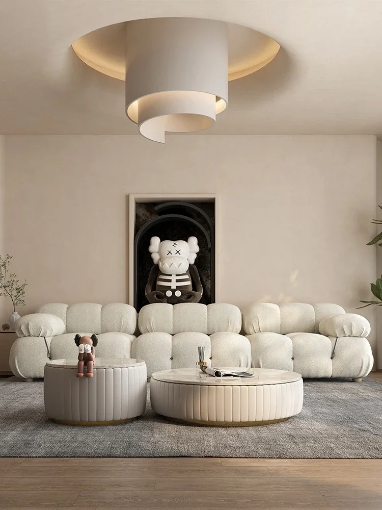 

Облако Минималистская ткань Белая овечья шерсть Простой и легкий роскошный комбинированный диван с модулем хлеба