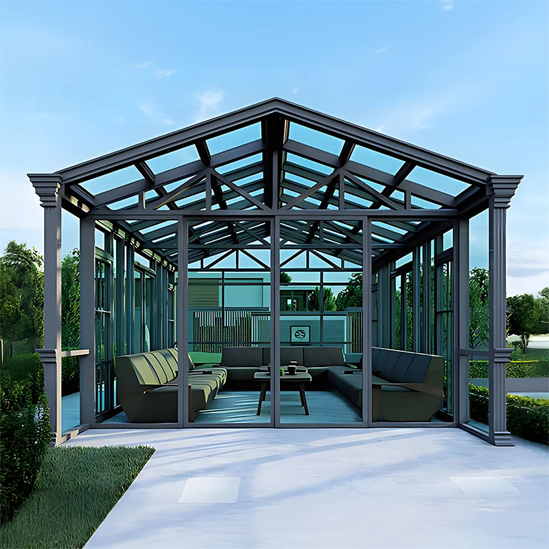 حاويات شمسية مرفقة على الحائط أو قائمة بذاتها للفصول الأربعة، هيكل زجاجي جاهز لغرفة الشمس في الفناء الخلفي والشرفة #2