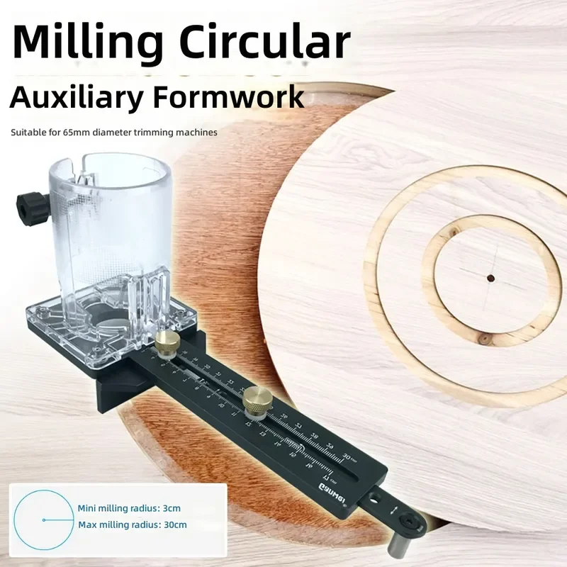 CNC Aluminum Alloy Round Trimmer Milling Cutter Backing Base Guitar Speaker Hole Opener Woodworking Tools New