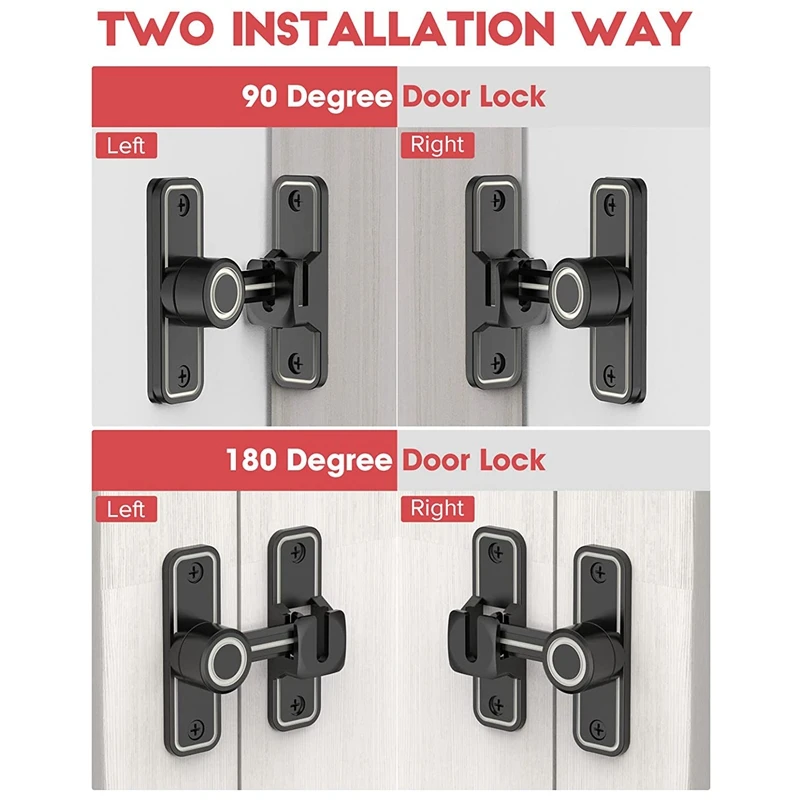 Heavy Duty Gate Latches 90 Degree Right Angle Barn Door Lock Anti-Theft Sliding Door Lock Latch For Garden