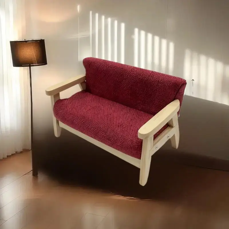 

1Pcs Simulation Miniature Living Room Chairs 1:12 Mini Dollhouse Furniture Wooden Double Sofa Kids Pretend Play Doll House Decor