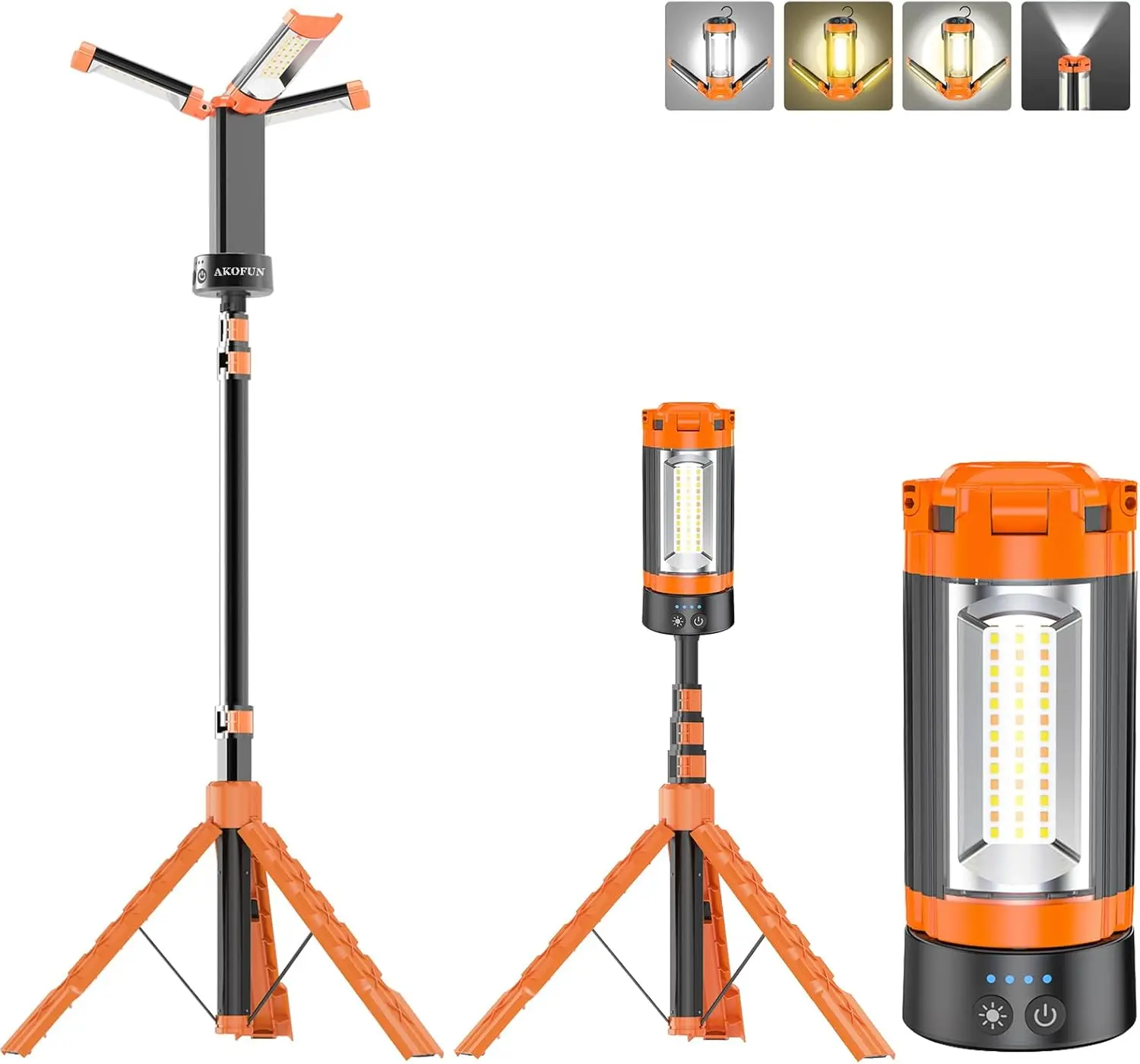 

12000mAh Rechargeable LED Work Light with Tripod, 10000 Lumen Dimmable, Magnetic Flashlight for Camping and Emergency