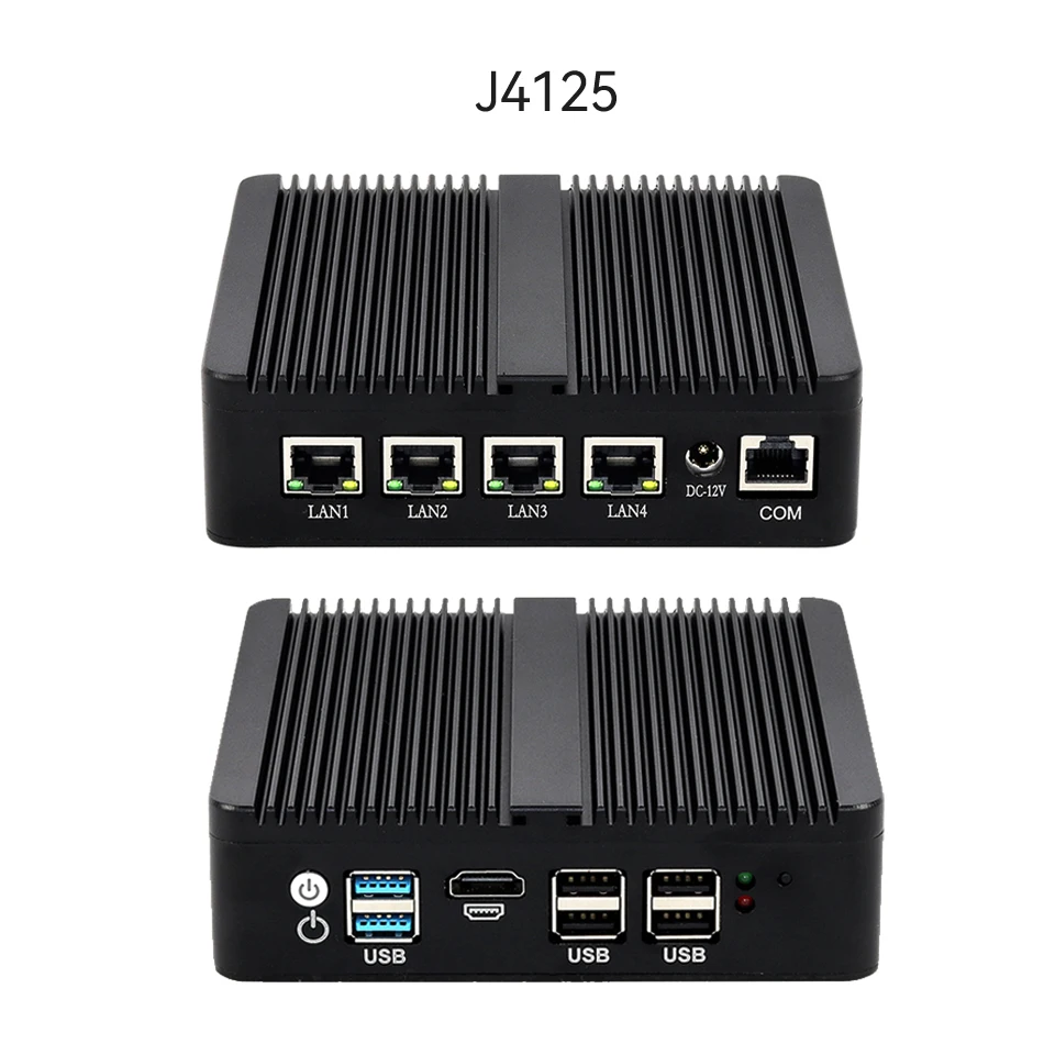 Imagem -05 - Fanless Mini pc Gigabit Windows 10 Intel Celeron J4125 J1900 N2830 Lan Firewall Router Rj45 Wifi Computador Industrial